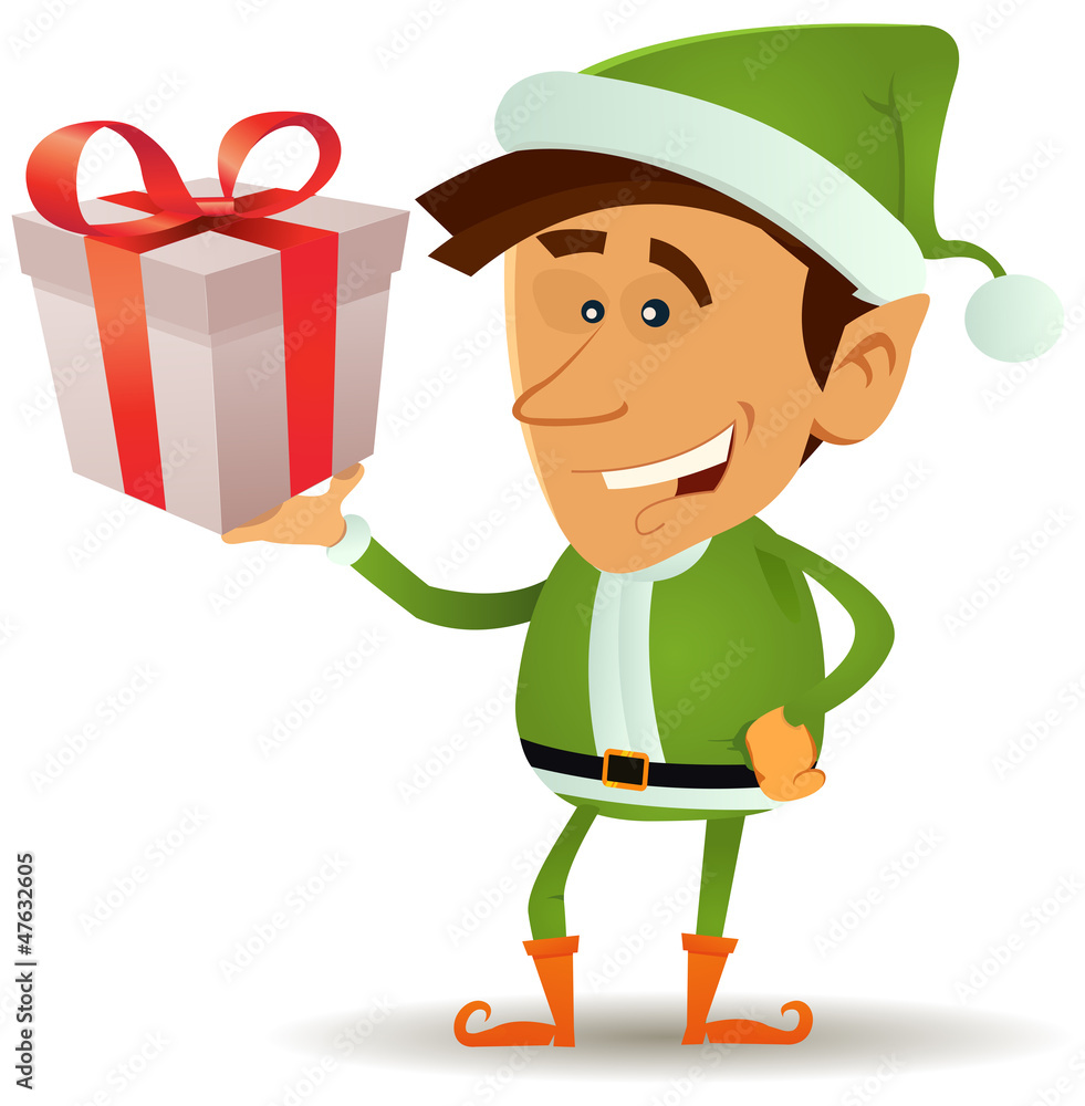Christmas Elf Holding Gift