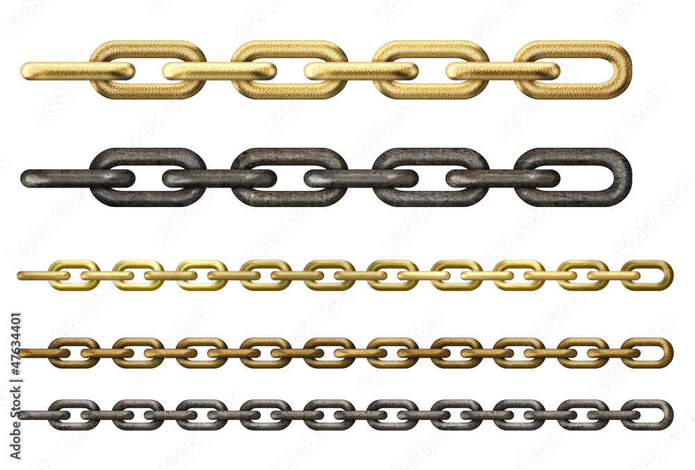 metal chains set isolated on white metal chains set isolated on white