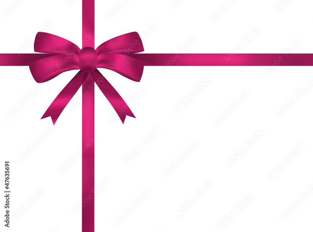Bright pink ribbon bow illustration on white background. Present Bright pink ribbon bow illustration on white background. Present