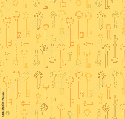 Golden vintage key seamless pattern