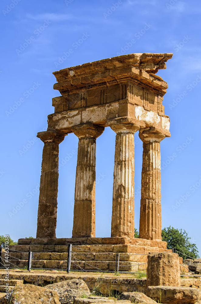 Doric temple of Castor and Pollux in Agrigento, Italy
