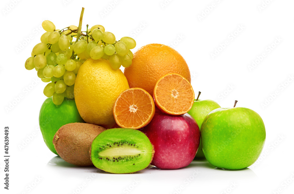 Composition with fruits isolated on a white Composition with fruits isolated on a white