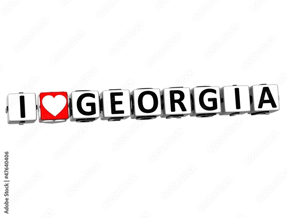 3D I Love Georgia Button Click Here Block Text