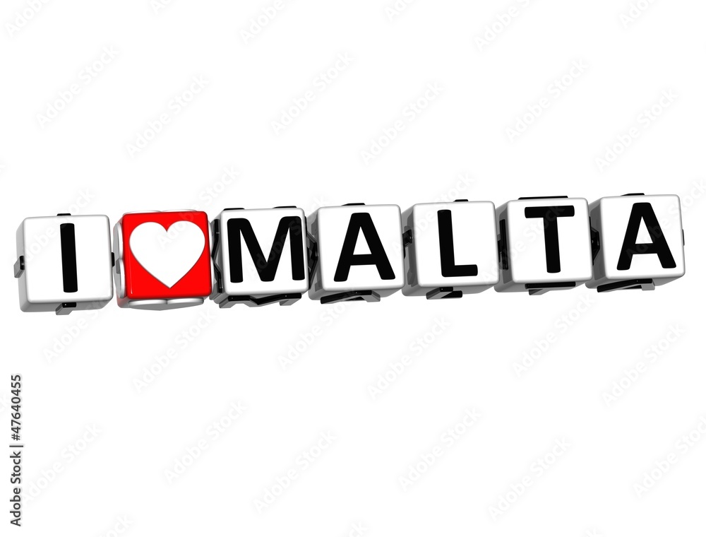 3D I Love Malta Button Click Here Block Text 3D I Love Malta Button Click Here Block Text