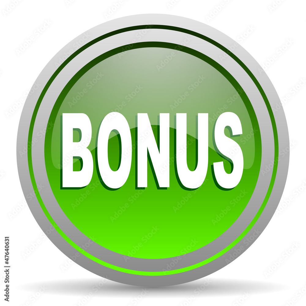 bonus green glossy icon on white background bonus green glossy icon on white background