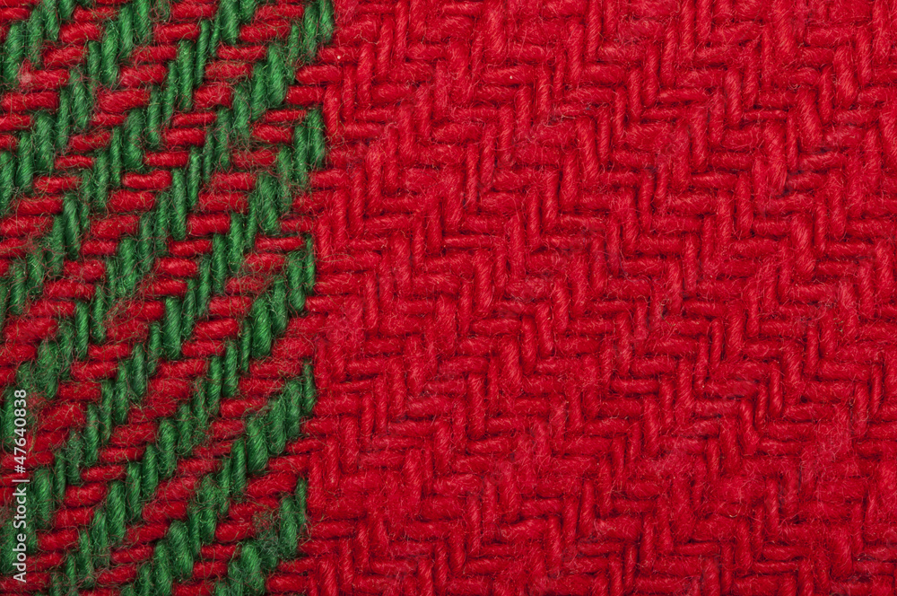 Handmade knit green and red background Handmade knit green and red background