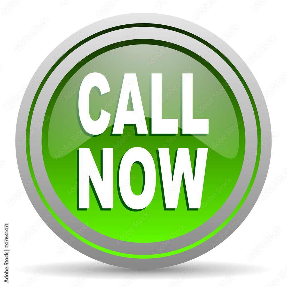 call now green glossy icon on white background call now green glossy icon on white background