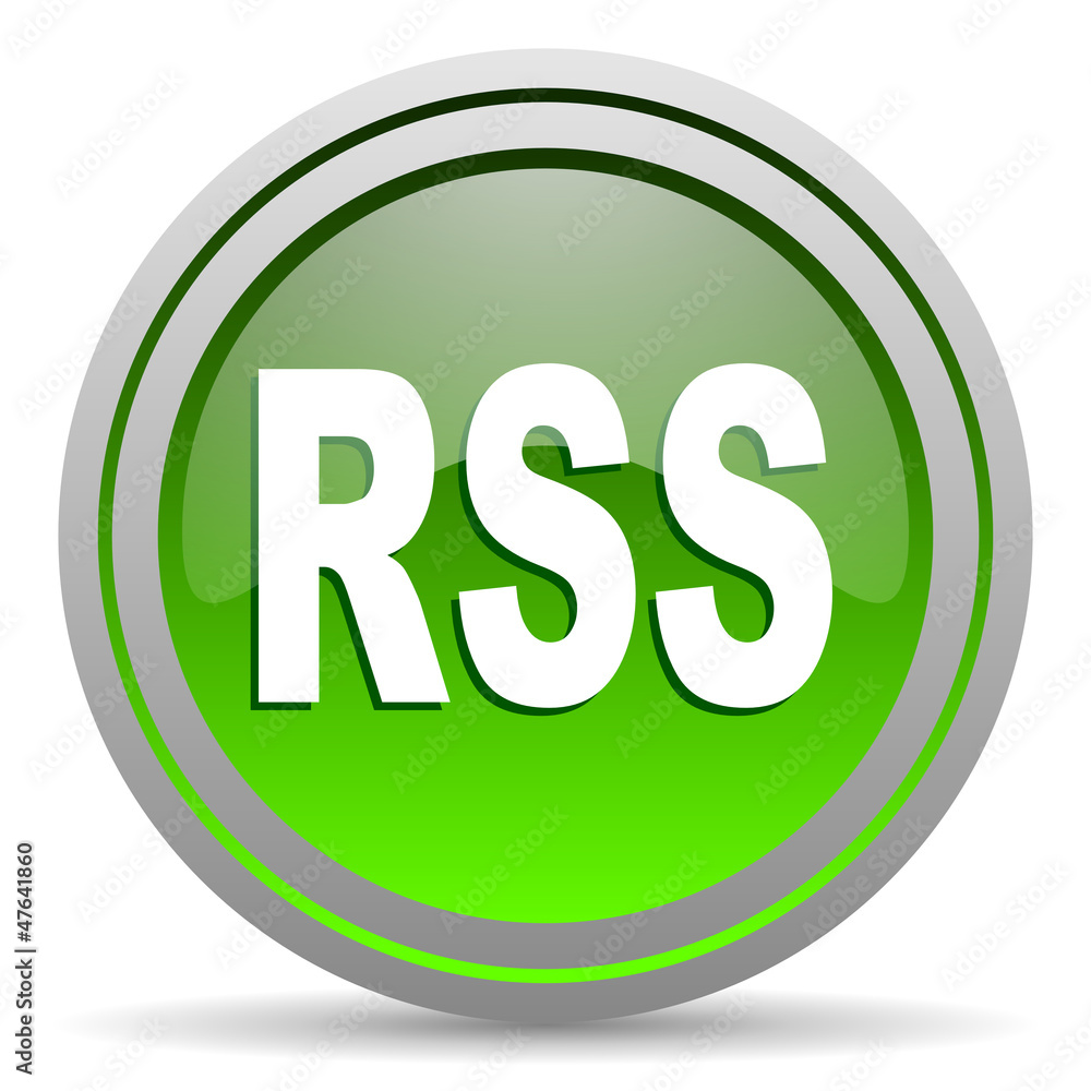 rss green glossy icon on white background rss green glossy icon on white background