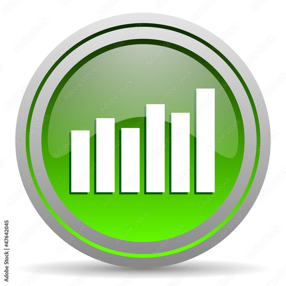 bar graph green glossy icon on white background bar graph green glossy icon on white background
