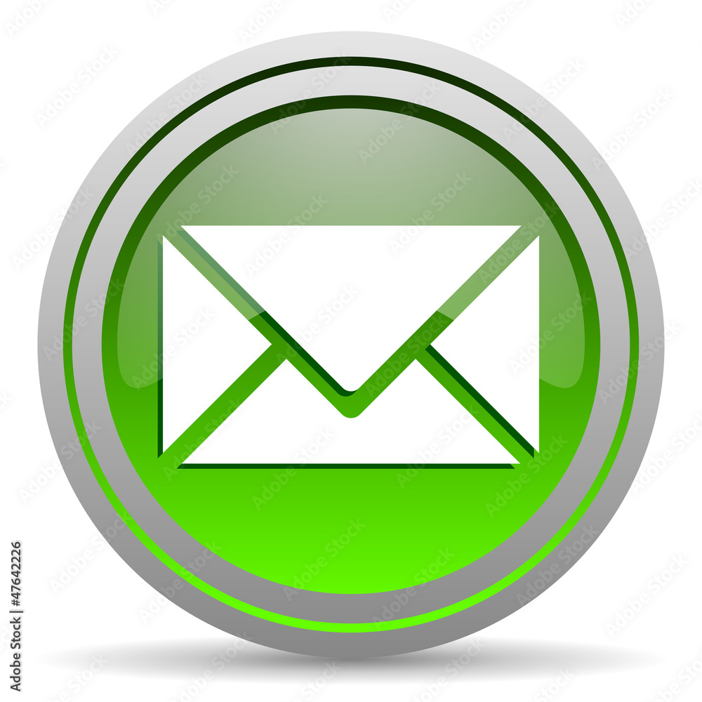 mail green glossy icon on white background mail green glossy icon on white background
