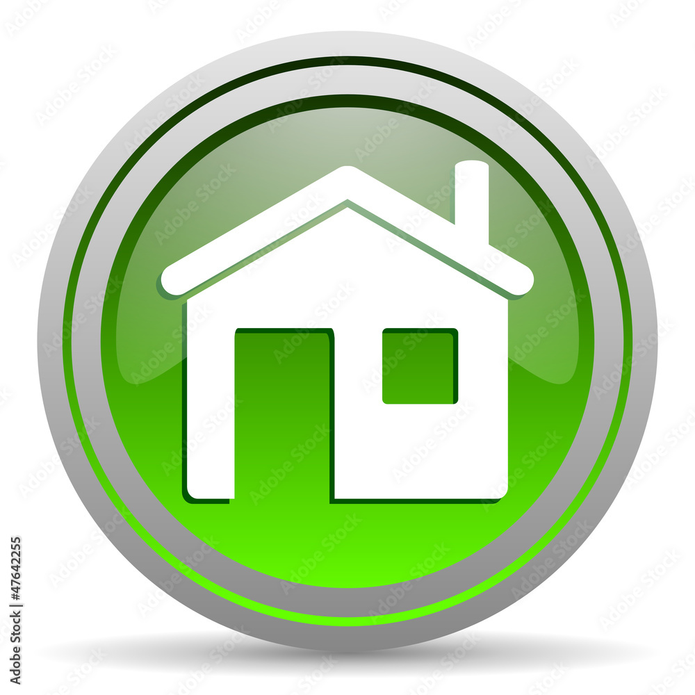 home green glossy icon on white background home green glossy icon on white background