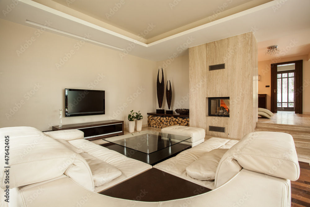 Travertine house: designer living room Travertine house: designer living room