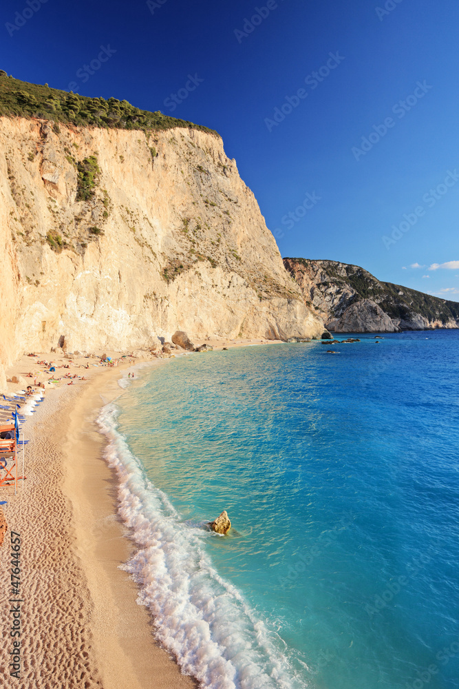 A view of a sandy beach at Lefkada island
