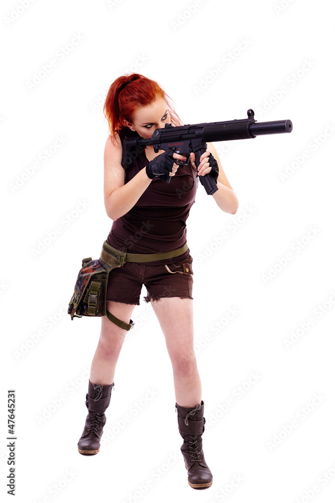 Military redhead beautiful young lady