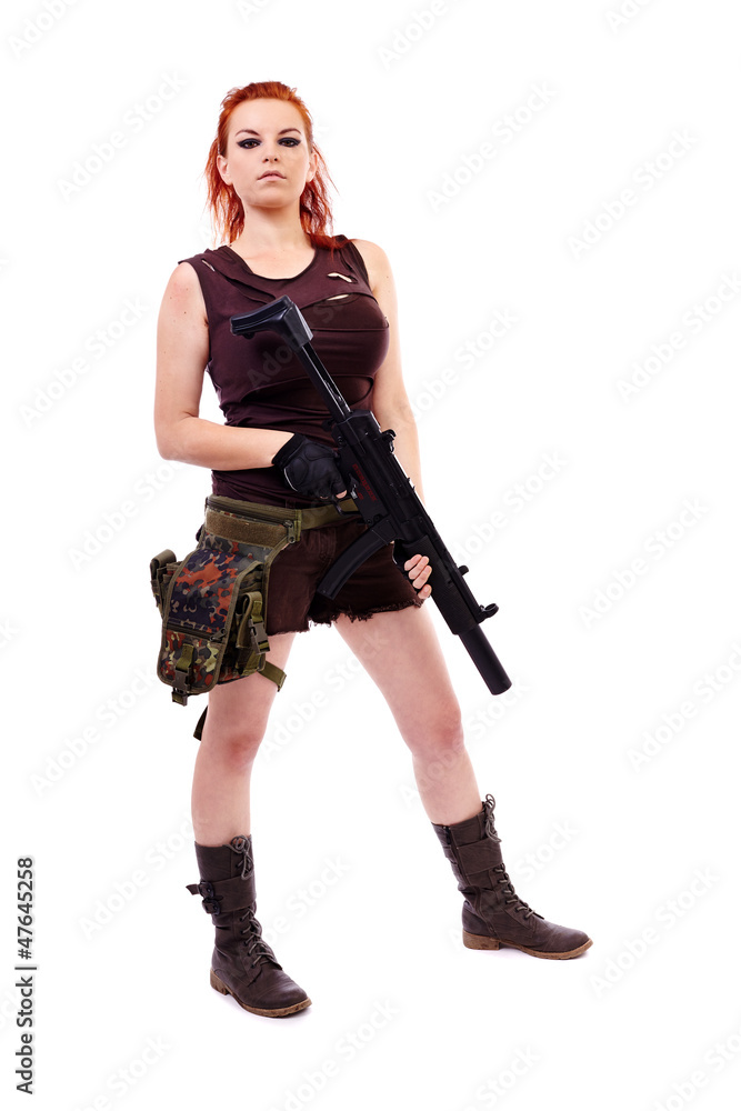 Military redhead beautiful young lady