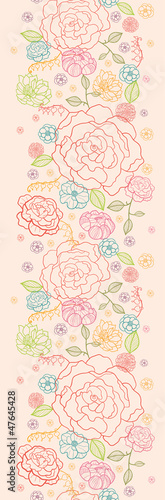 Vector pink roses vertical seamless pattern background ornament