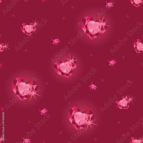 Vector ruby heart seamless pattern background with geometric
