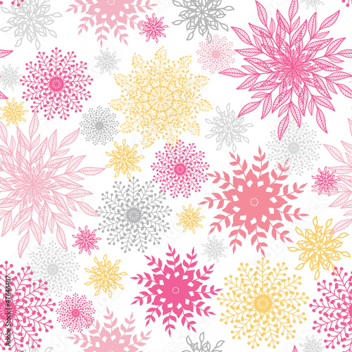 Vector abstract floral vignettes seamless pattern background
