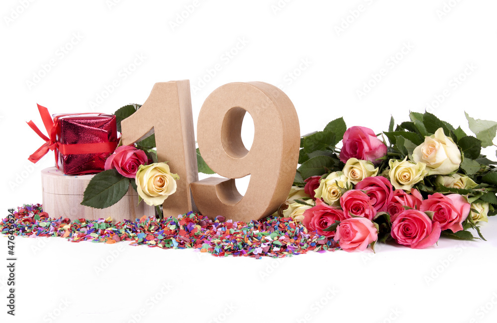 Age in figures, decorated with roses