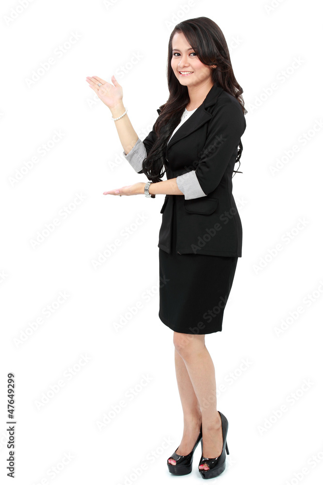 woman showing copy space woman showing copy space