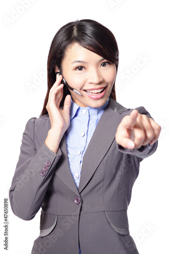 business woman with headset