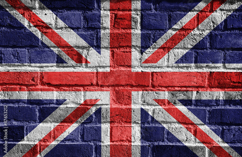 Great Britain flag on brick wall
