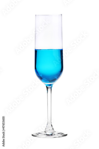 wineglass with blue cocktail