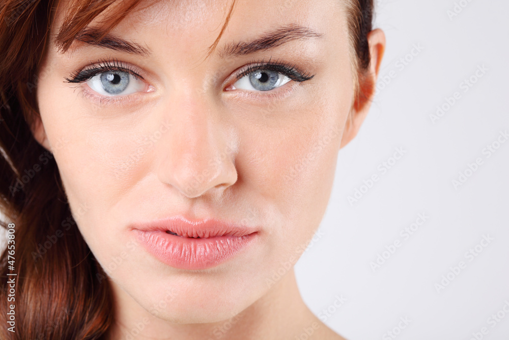 Close-up of beautiful melancholy pretty caucasian woman Close-up of beautiful melancholy pretty caucasian woman