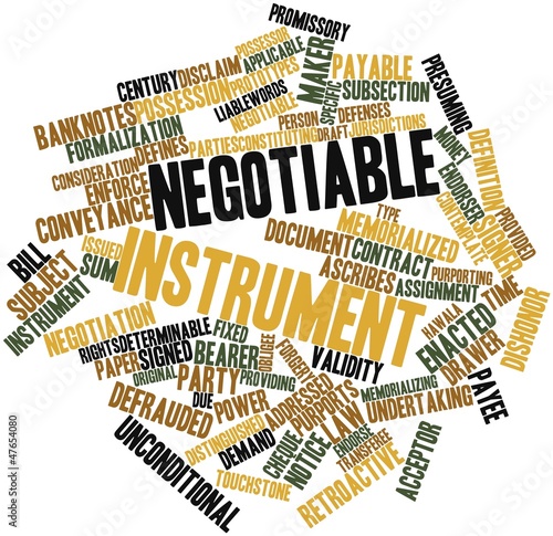 Word cloud for Negotiable instrument