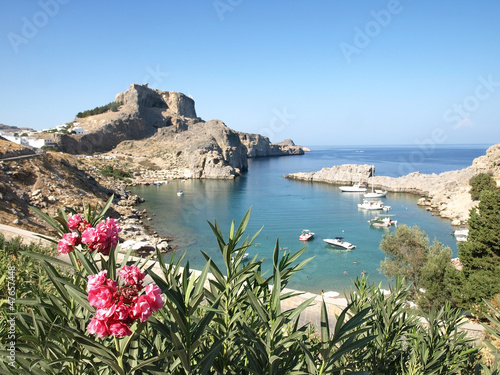 St. Pauls bay in Lindos, Rhodes Island, Greece.