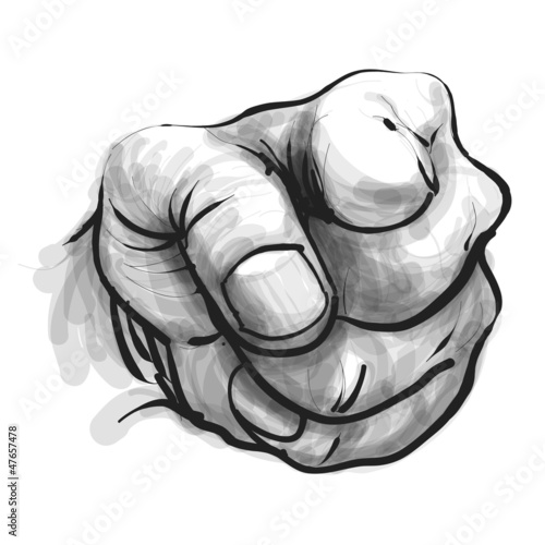 hand pointing finger at viewer watercolor