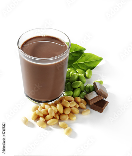 bio cocoa and soy drink isolated