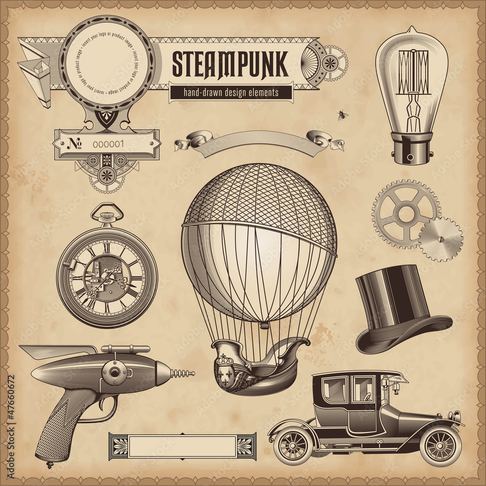 Fototapeta premium vector set: steampunk design elements