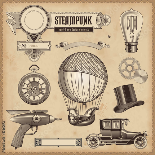 vector set: steampunk design elements #47660672