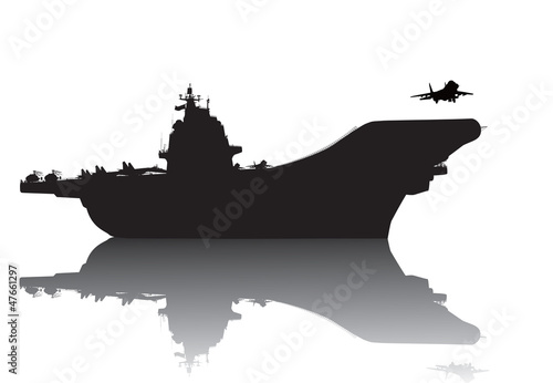 Aircraft carrier high-detailed vector silhouette