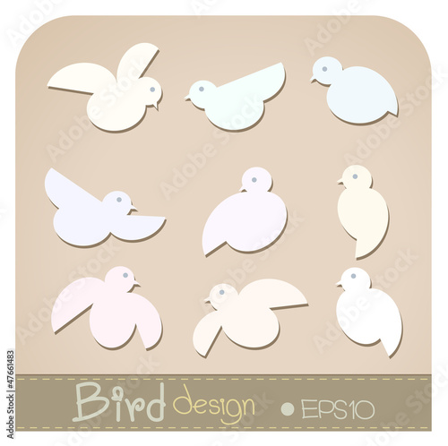 Birds design set of 9 vector illustration