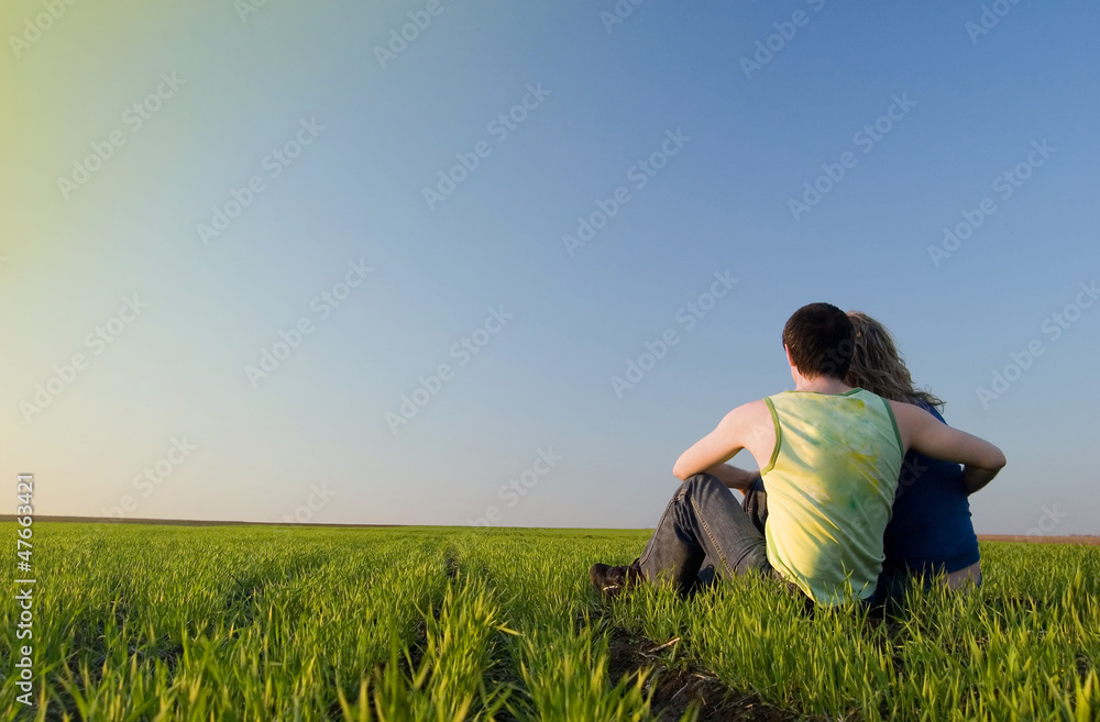 guy and girl in the field guy and girl in the field