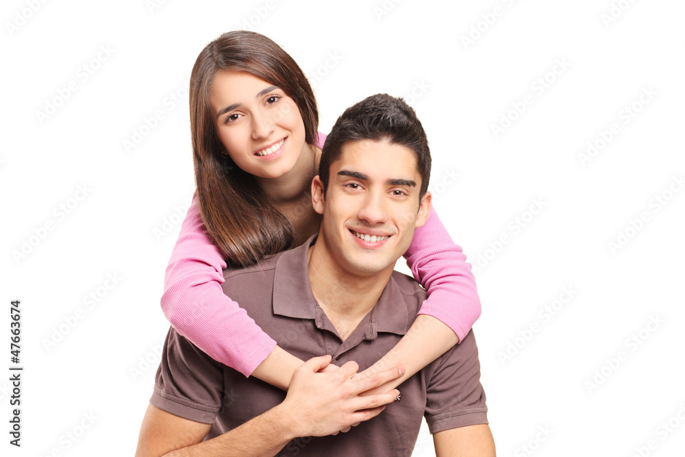Fototapeta premium Young loving couple hugging