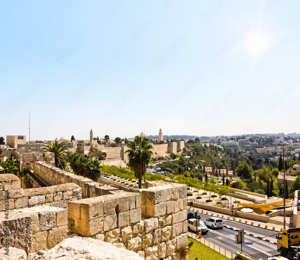 View from the walls of old Jerusalem, Israel