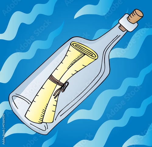 Message in bottle on water