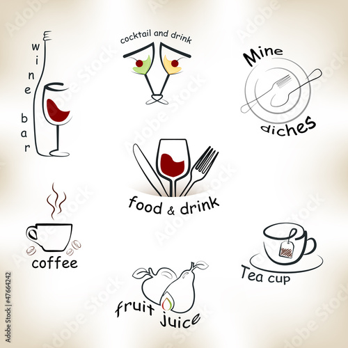 Label set for restaurant, cafe and bar