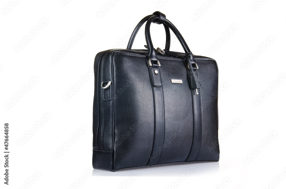 Black leather briefcase isolated on the white Black leather briefcase isolated on the white