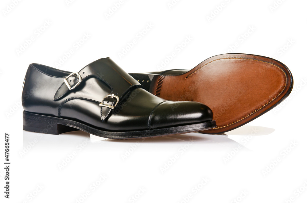 Fashion concept with male shoes on white Fashion concept with male shoes on white