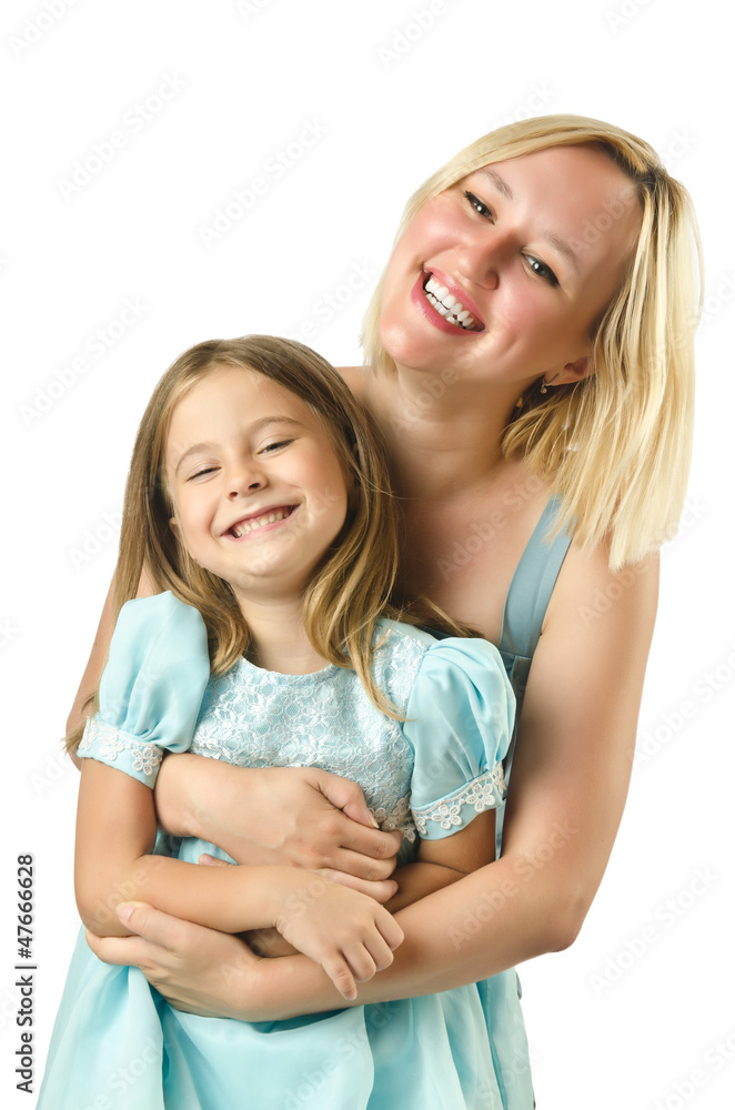 Mother with daughter isolated on white Mother with daughter isolated on white