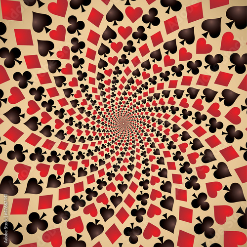 Hearts, diamonds, spades and clubs. Playing cards. Op art