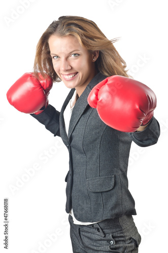 Young businesswoman in boxing concept © Elnur