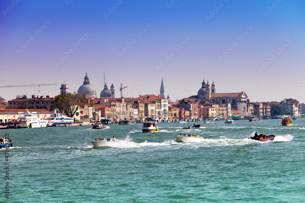 Canal Grande with boats, Venice, Italy