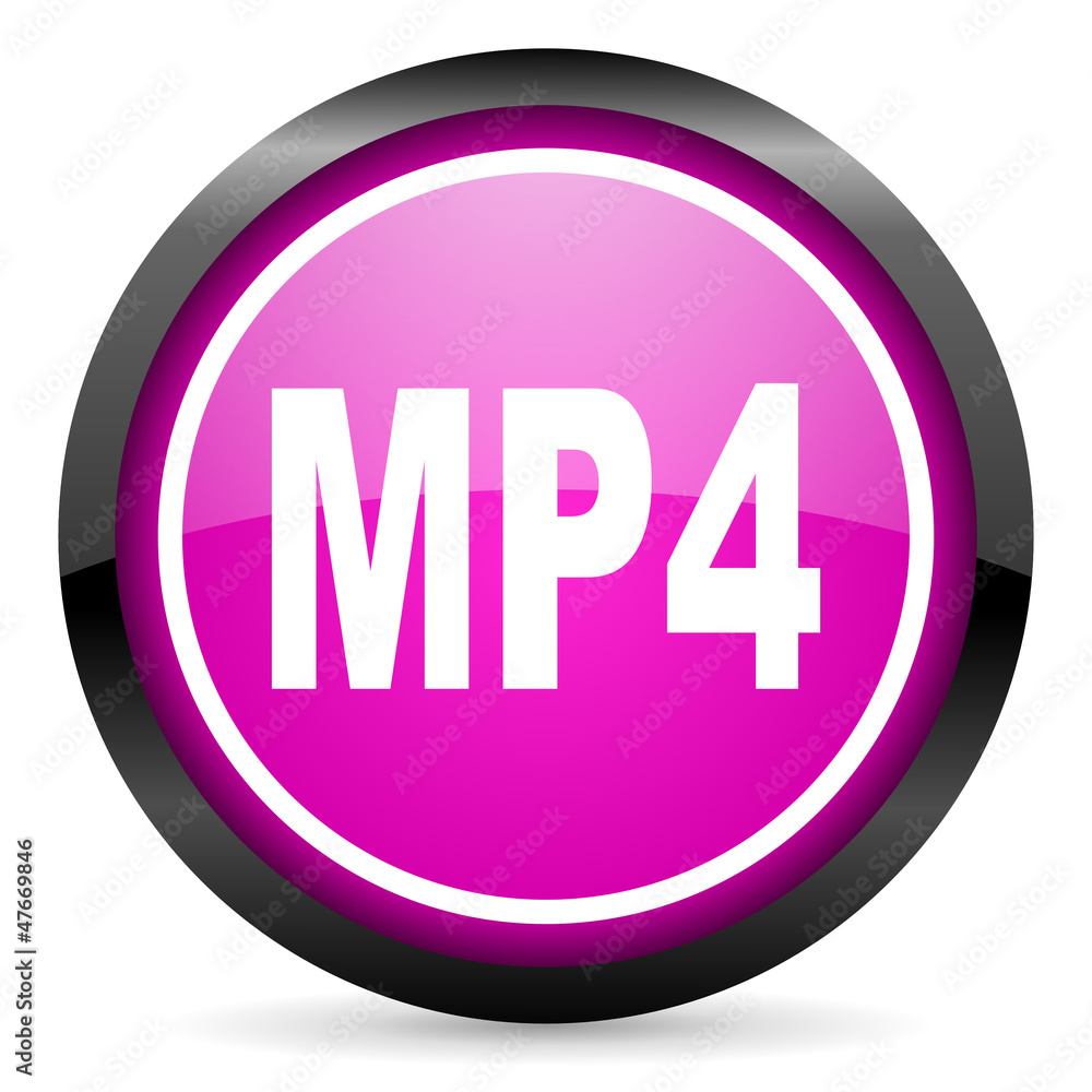 mp4 violet glossy icon on white background mp4 violet glossy icon on white background