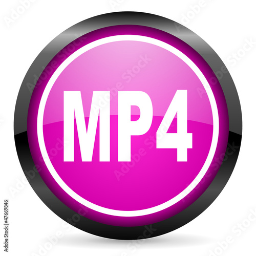 mp4 violet glossy icon on white background