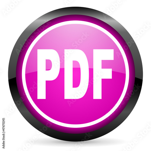 pdf violet glossy icon on white background